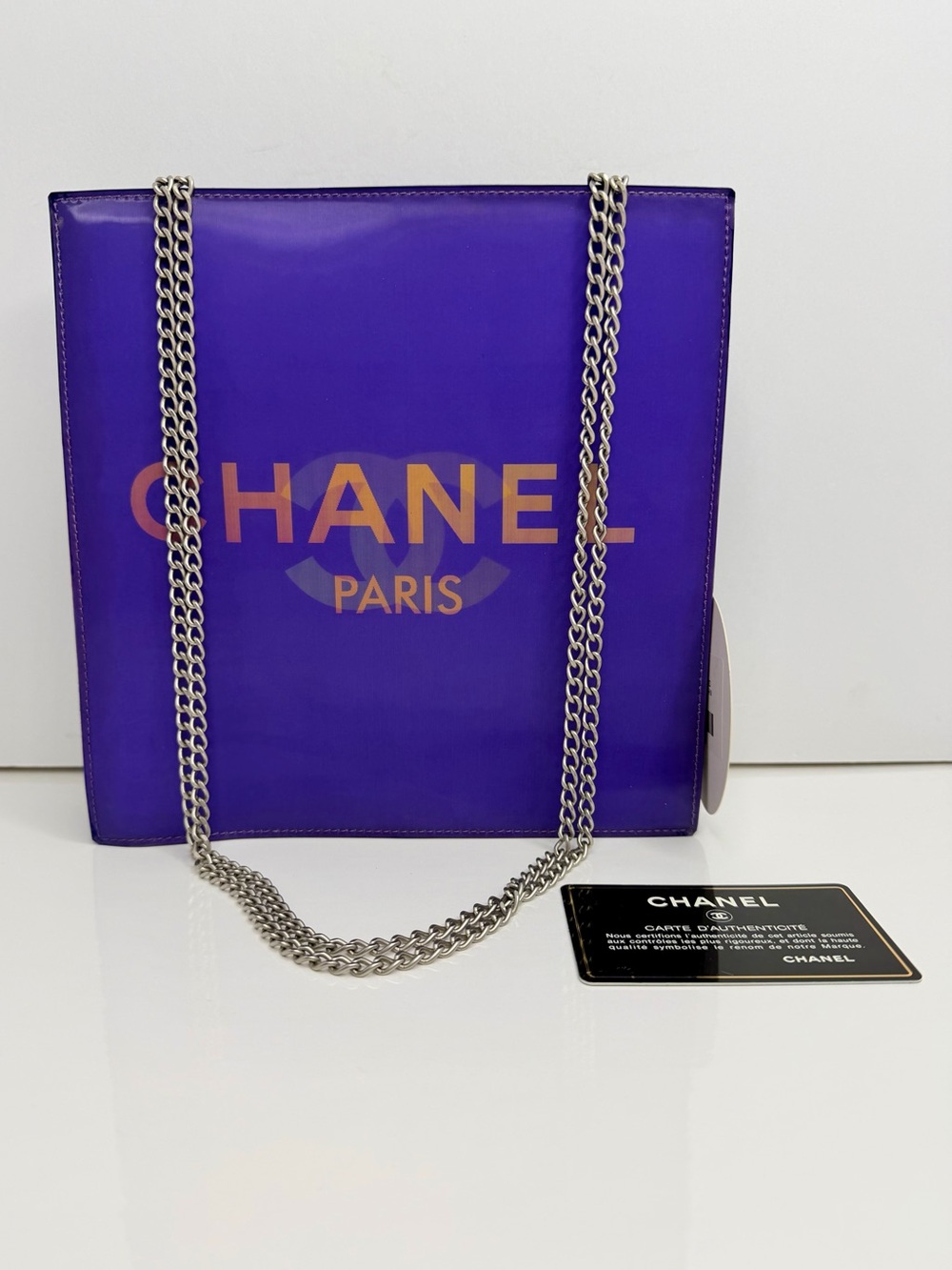 Authentic Chanel 2001 Holographic Chain Shoulder Bag